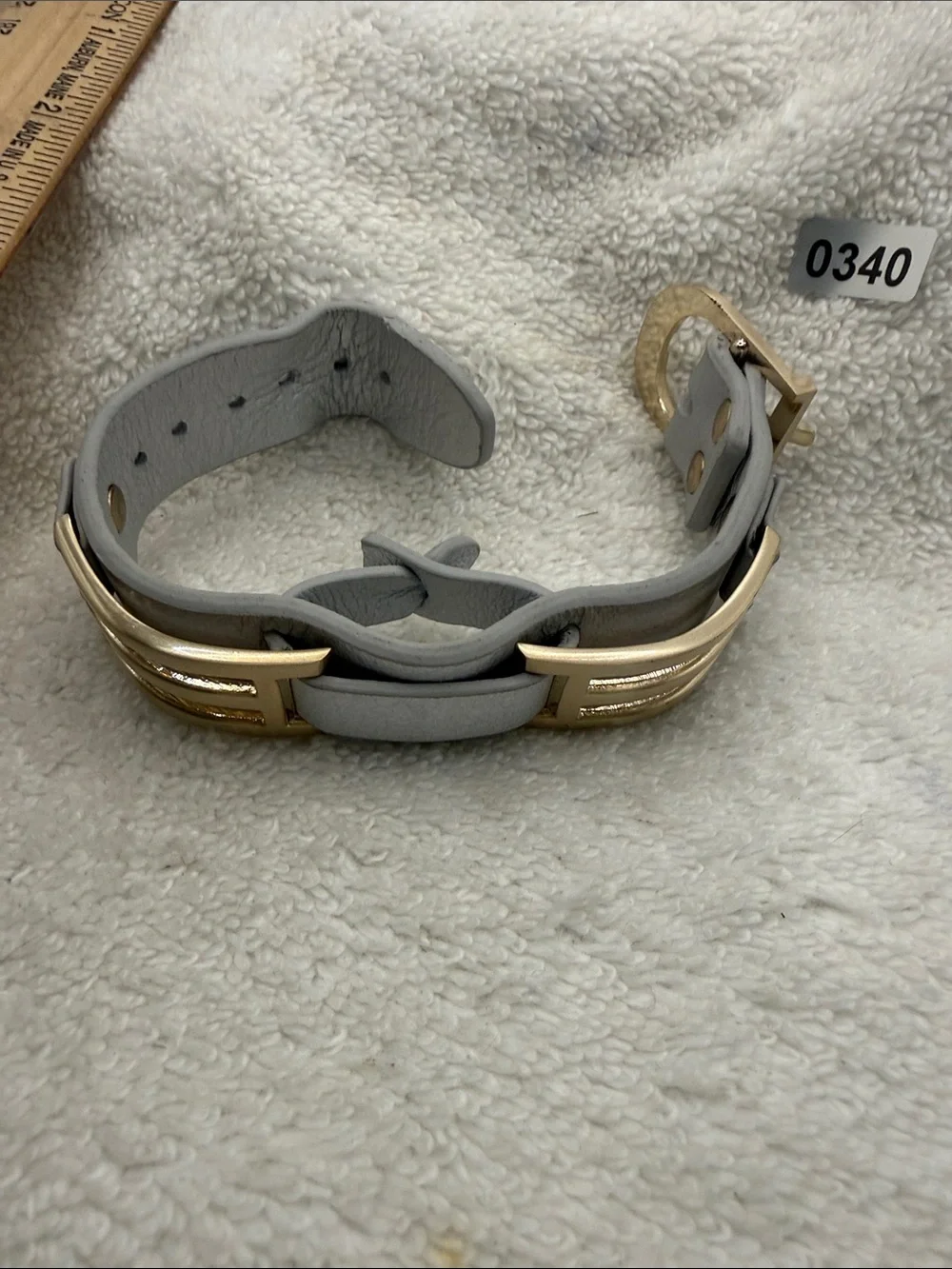 Women's Leather Bracelet with Brass Accent Hardware